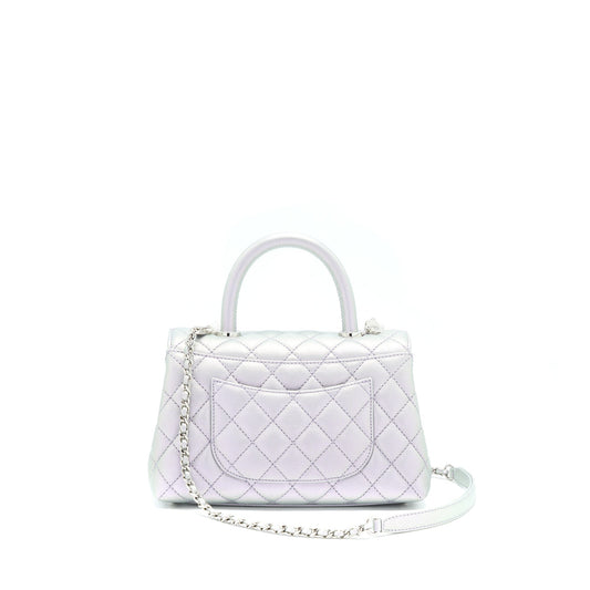 Chanel 21K Small Coco Handle 24cm Caviar Iridescent Lilac Rainbow Hardware