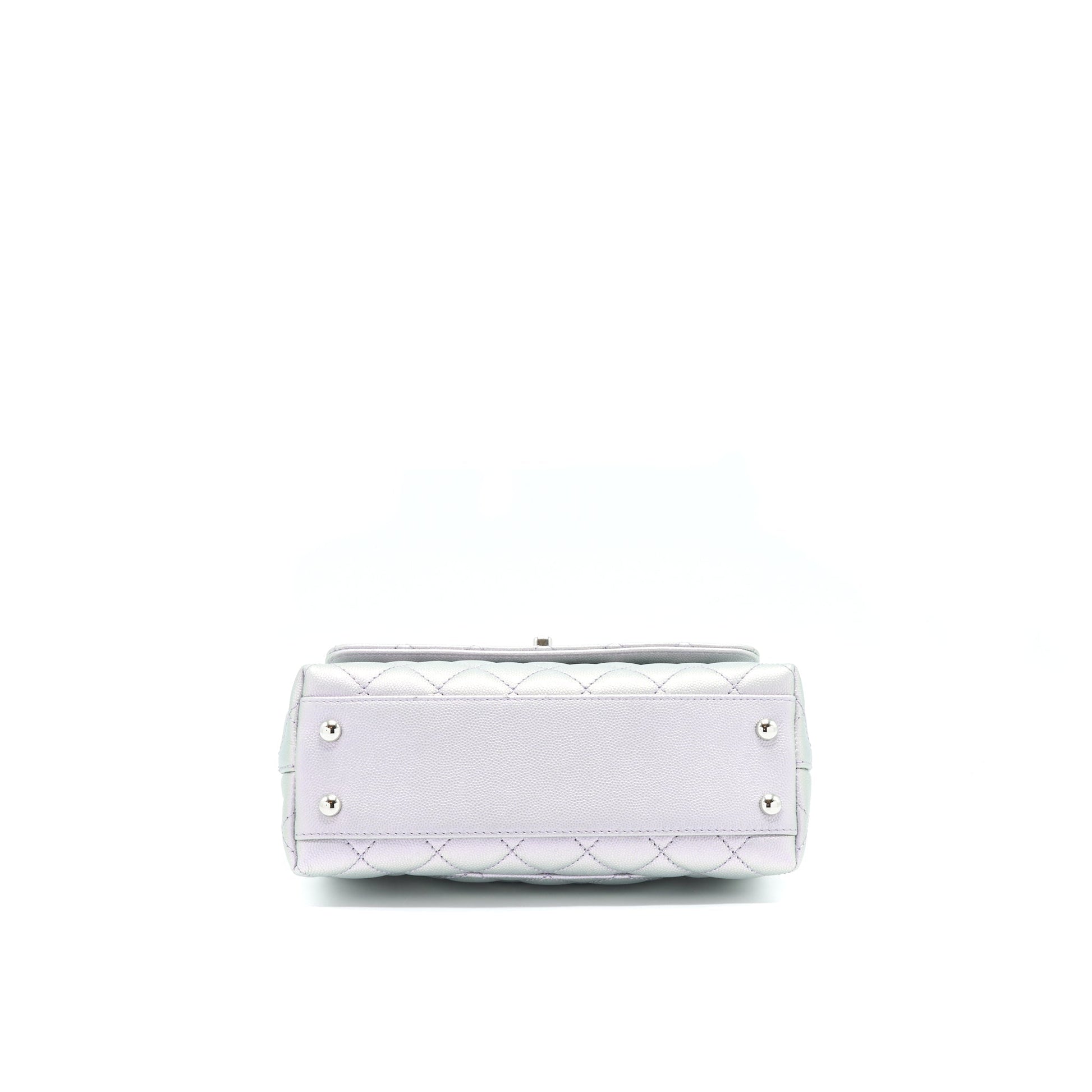 Chanel 21K Small Coco Handle 24cm Caviar Iridescent Lilac Rainbow Hardware