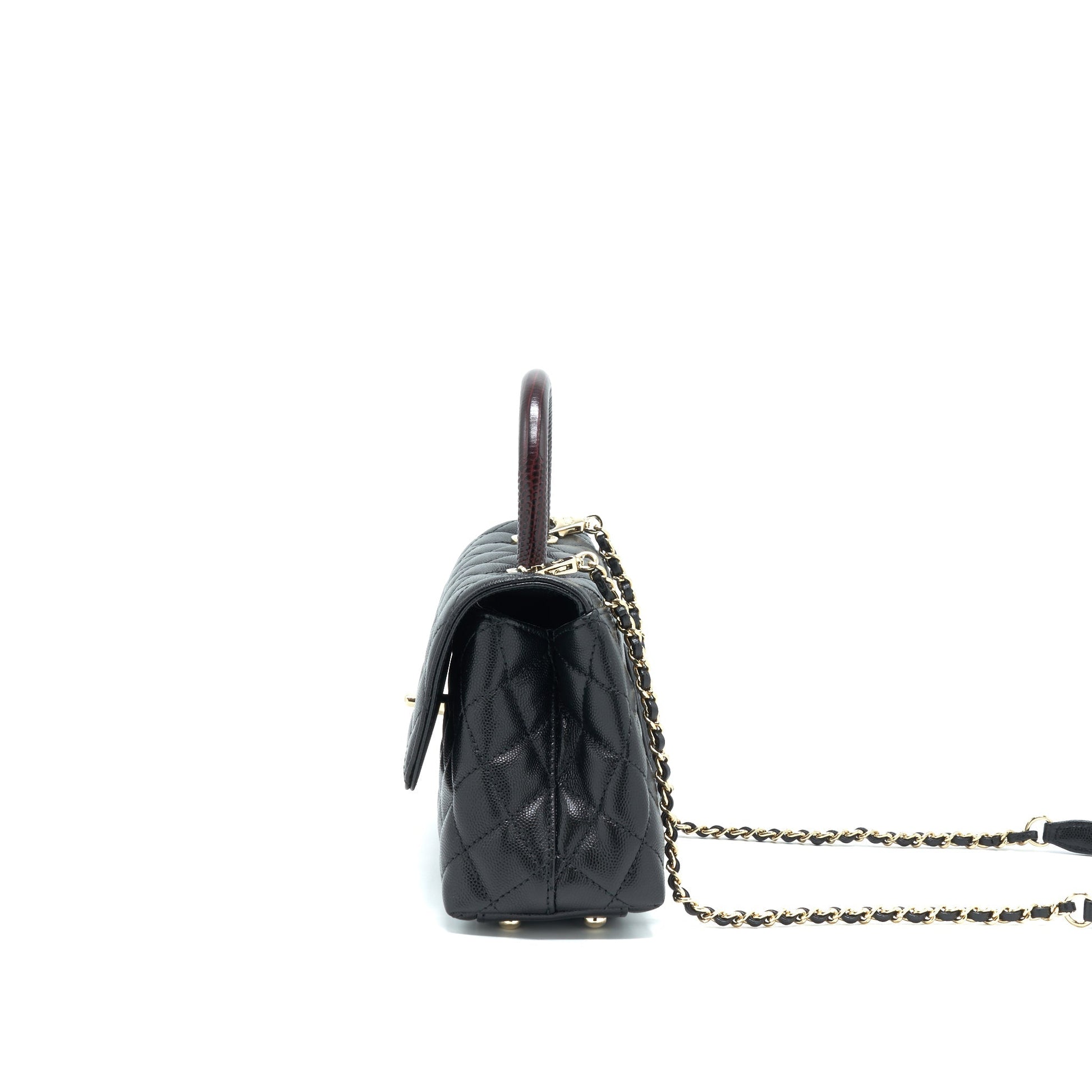 Chanel Small Coco Handle 24cm Caviar Black L Embossed Handle
