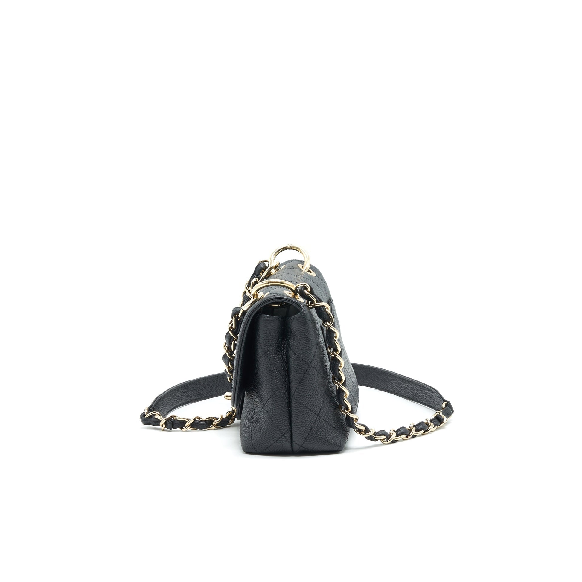 Chanel Caviar quilted flap Bag with handle and Chain Black L
