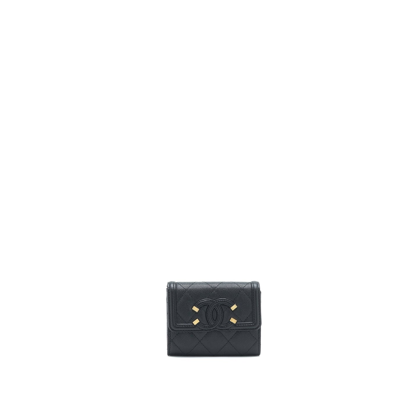 Chanel Filigree Flap Card Holder Caviar Black