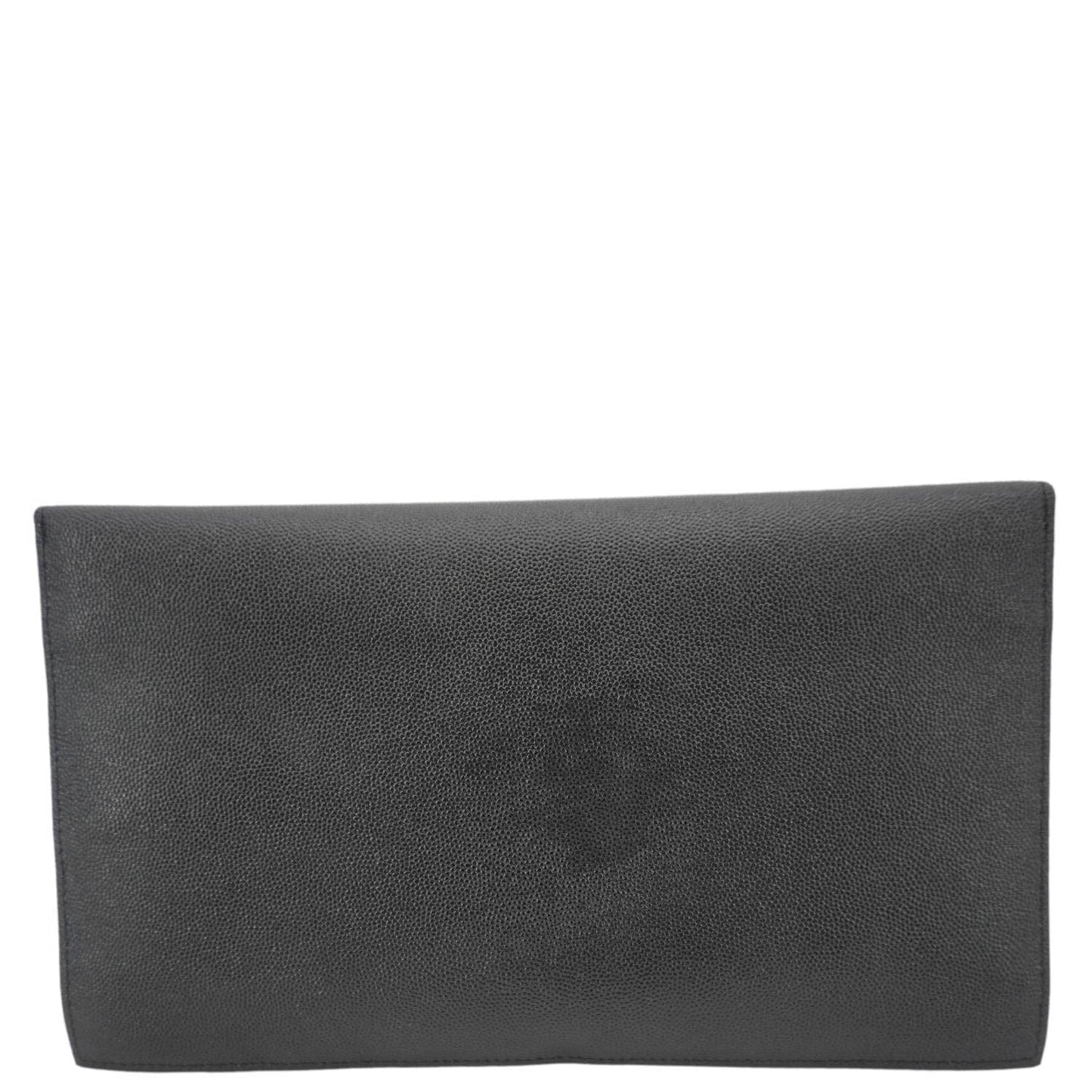 SAINT LAURENT Uptown Envelope Grain De Poudre Leather Clutch Black