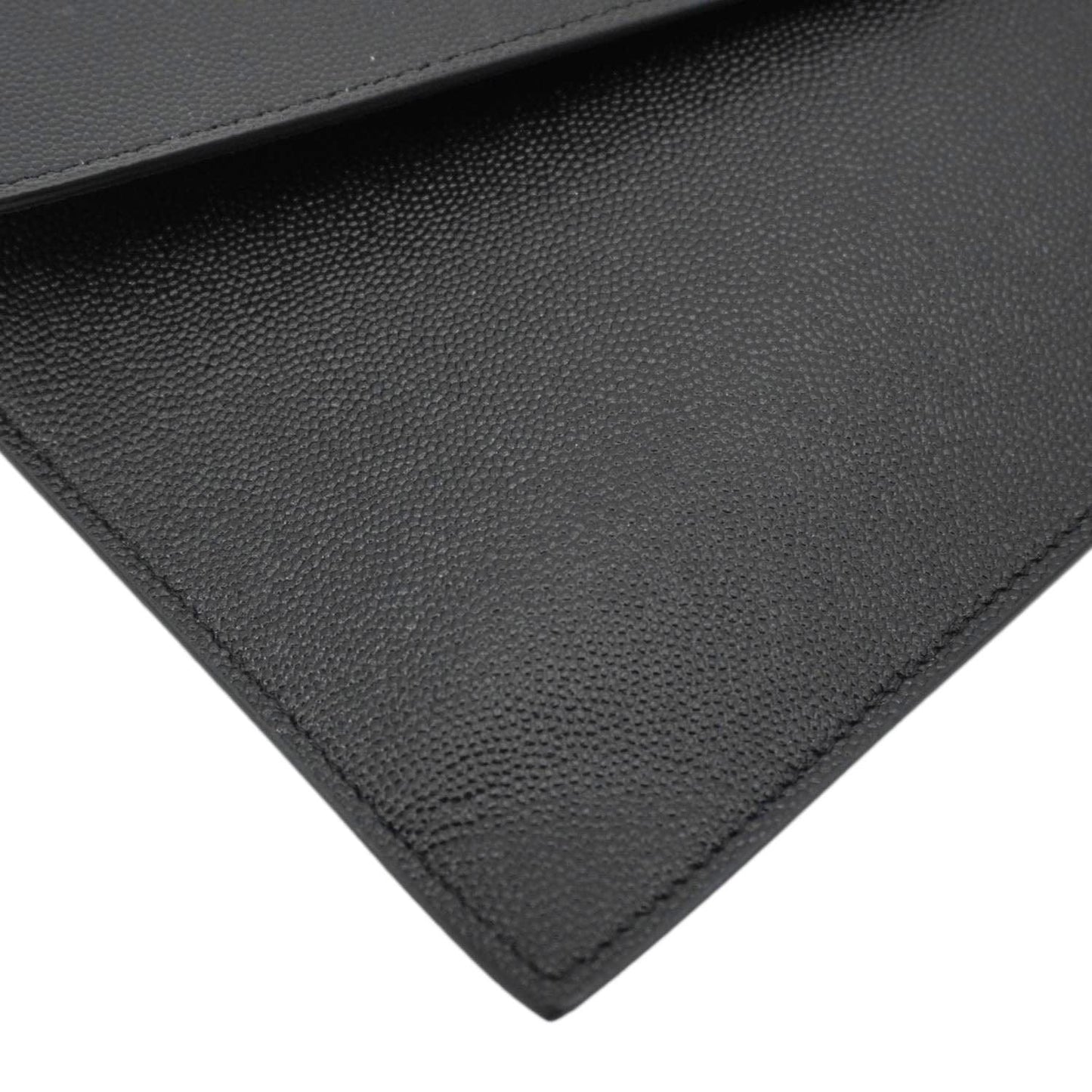 SAINT LAURENT Uptown Envelope Grain De Poudre Leather Clutch Black
