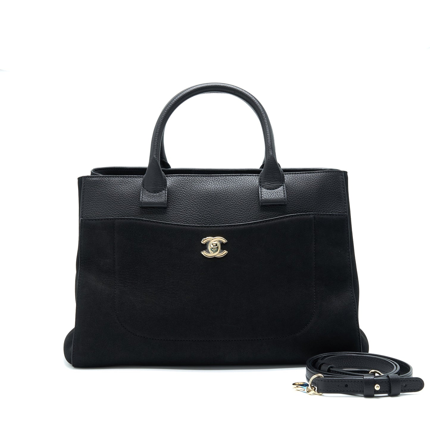 Chanel Suede Leather Tote Bag Black L