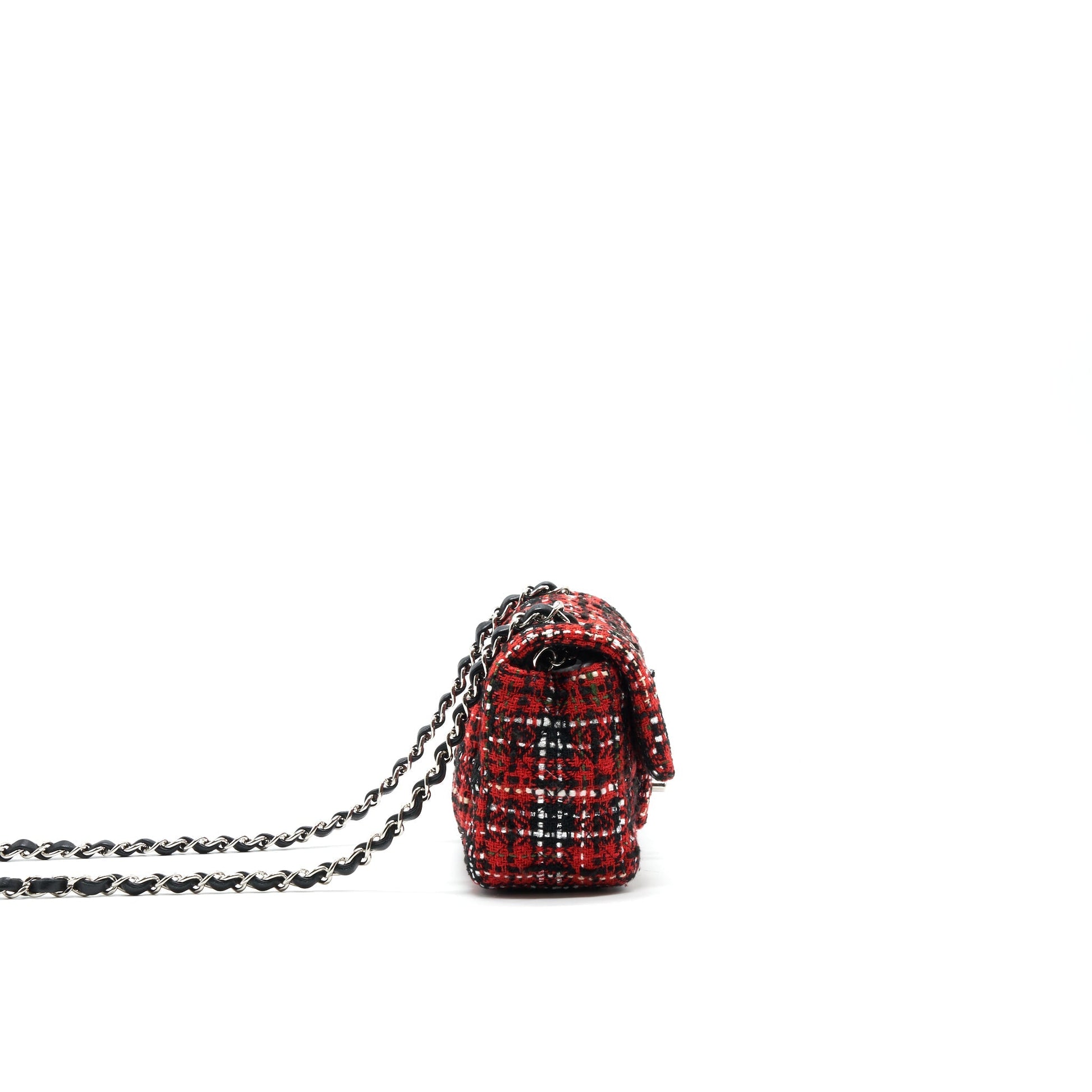 CHANEL SMALL RECTANGULAR RED BLACK TWEED IN