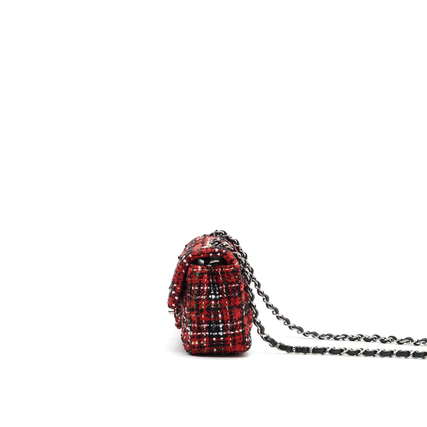 CHANEL SMALL RECTANGULAR RED BLACK TWEED IN