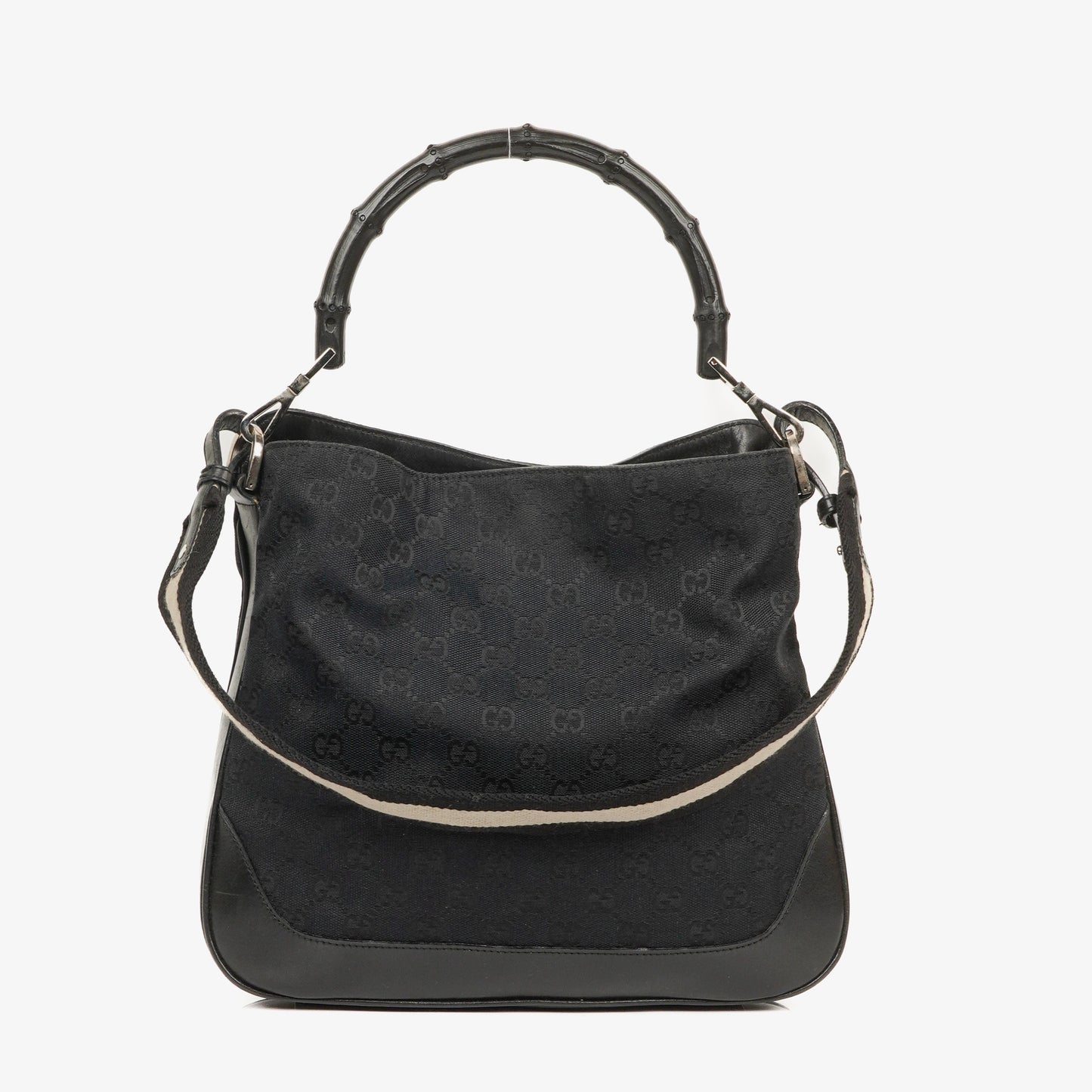 Gucci Bamboo Top Handle GG Canvas and Leather Hobo Bag