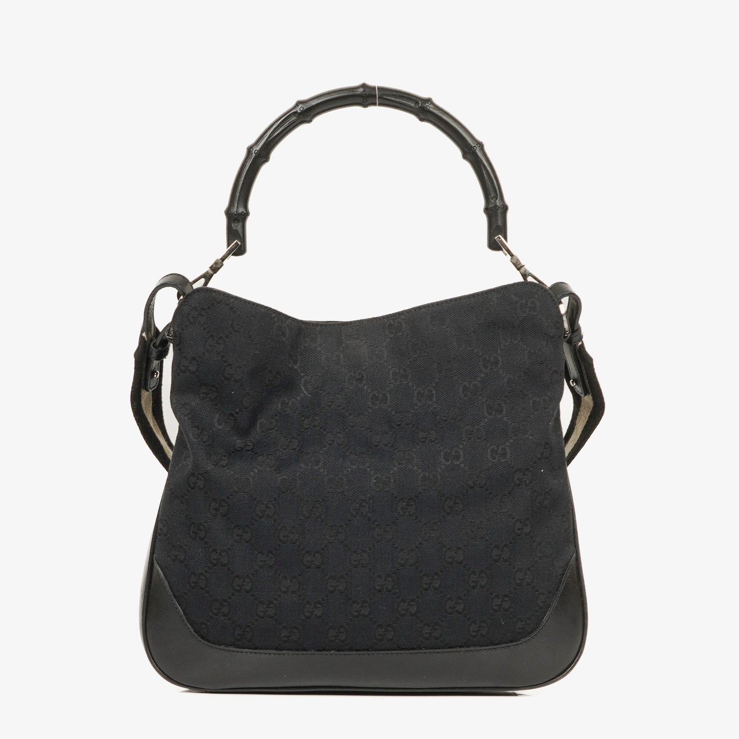 Gucci Bamboo Top Handle GG Canvas and Leather Hobo Bag
