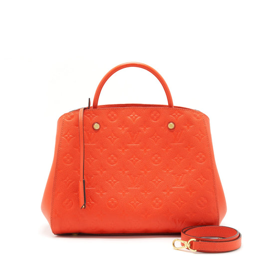 Louis Vuitton Montaigne MM Orange Monogram Empreinte Year 2015