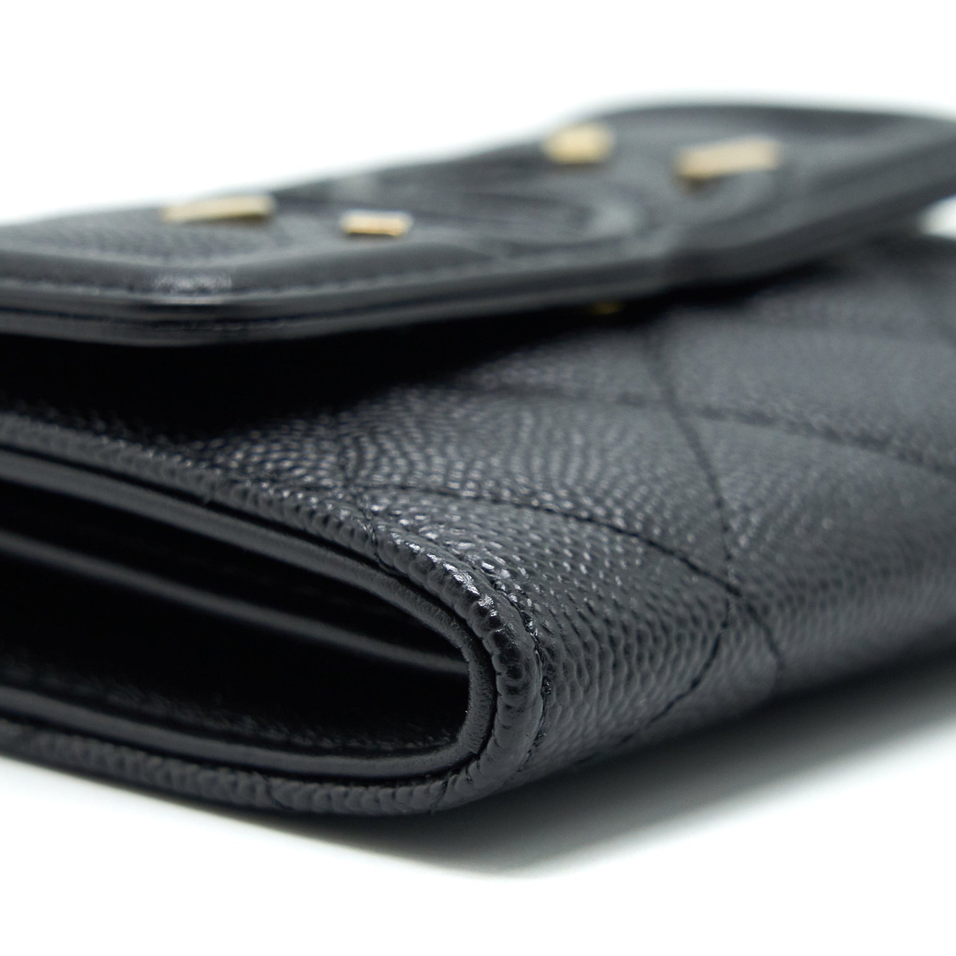 Chanel Filigree Flap Card Holder Caviar Black