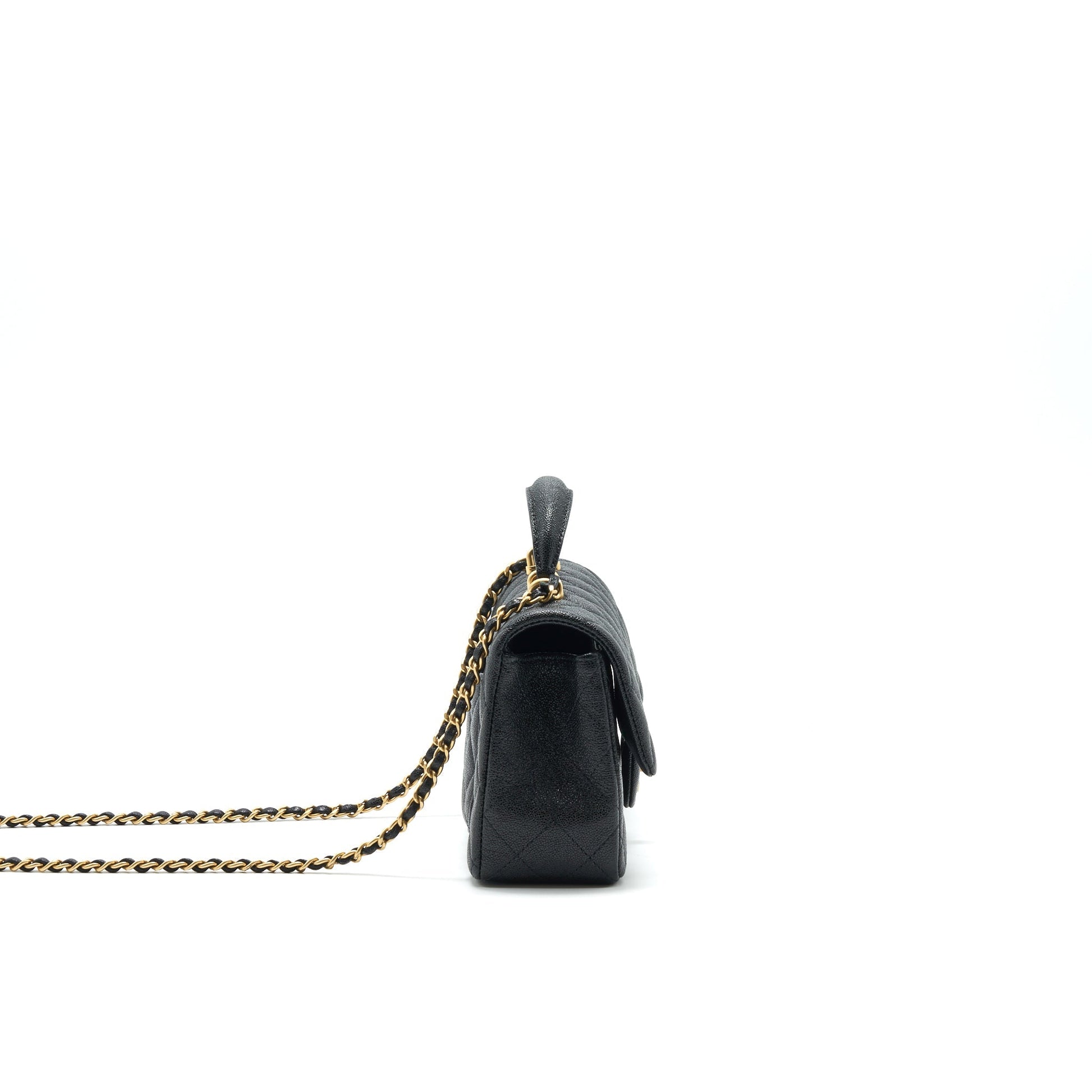Chanel Rectangular Mini Top Handle Flap Bag granied calfskin black