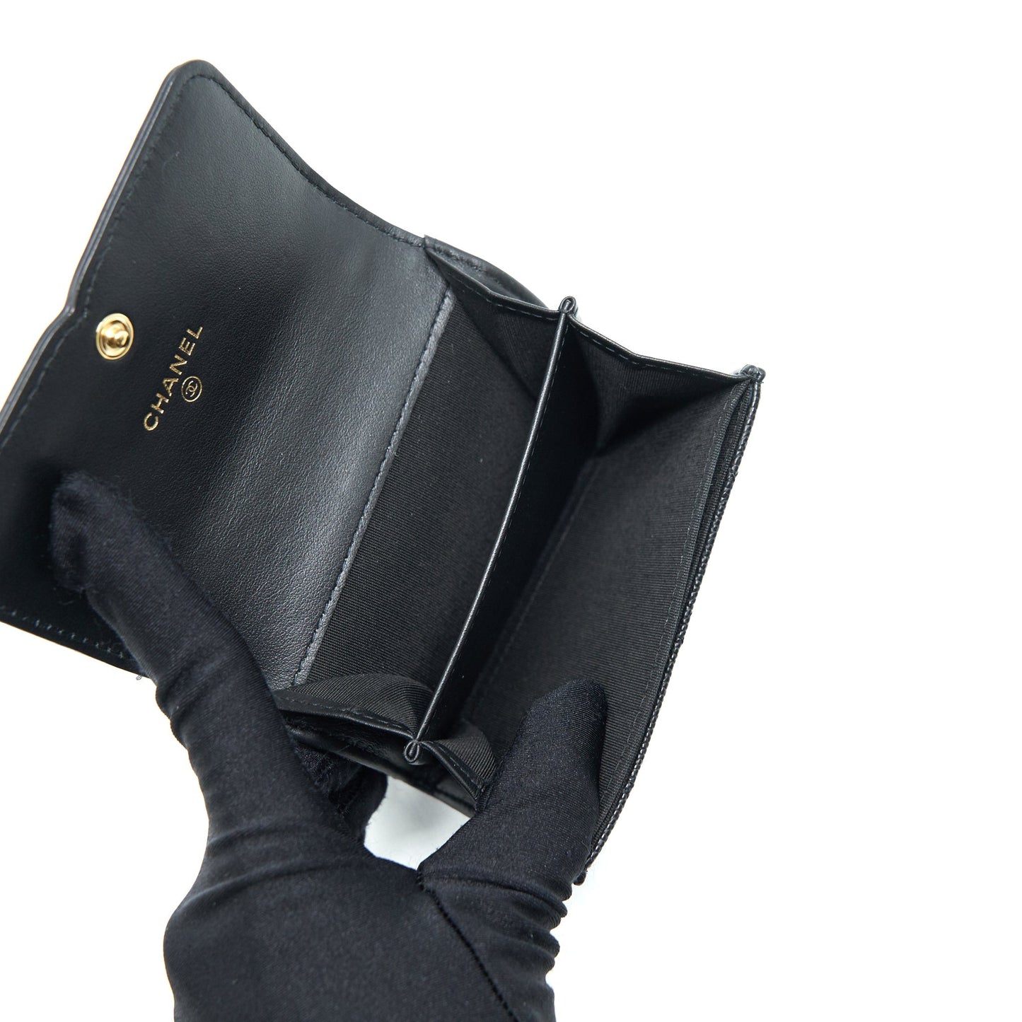Chanel Filigree Flap Card Holder Caviar Black