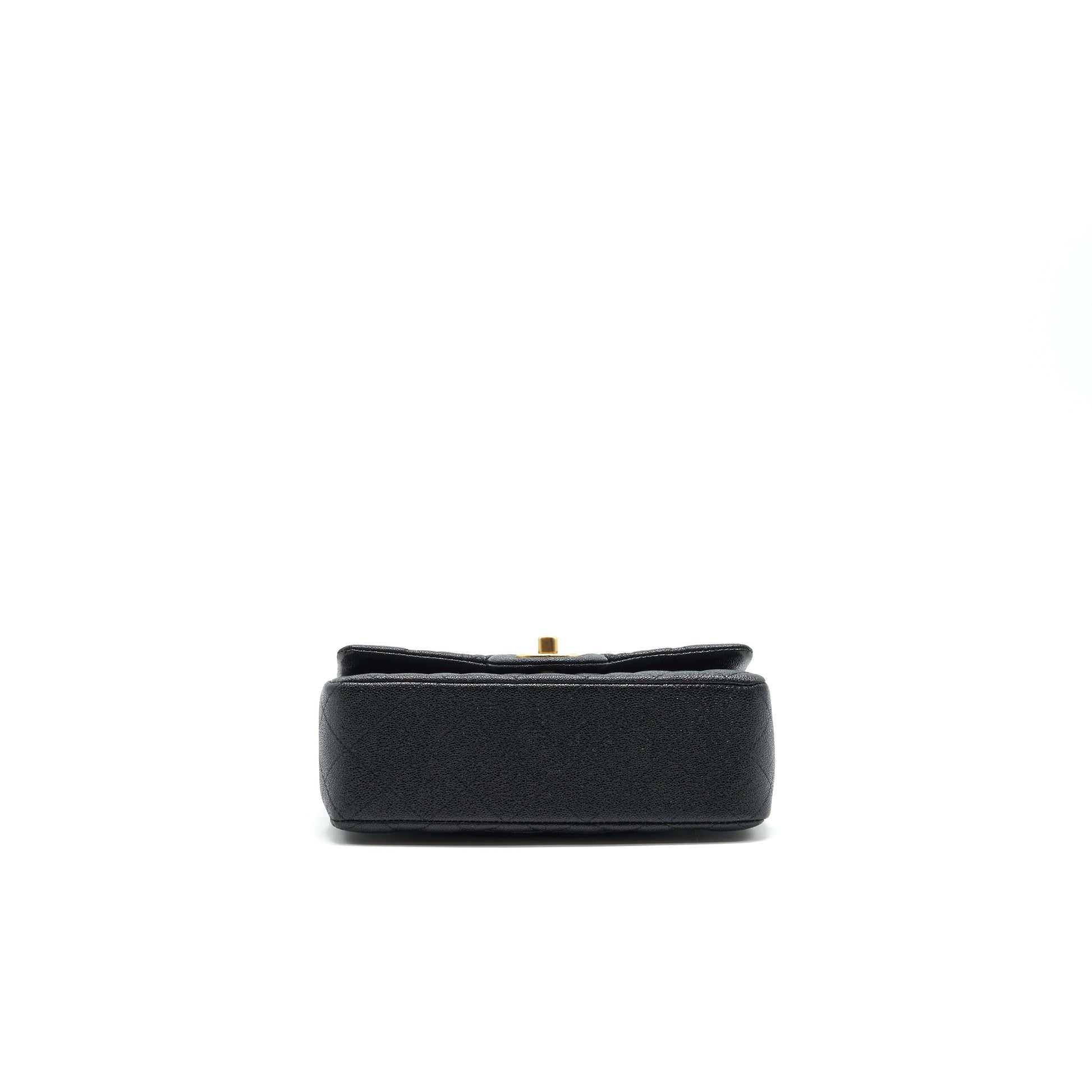Chanel Rectangular Mini Top Handle Flap Bag granied calfskin black