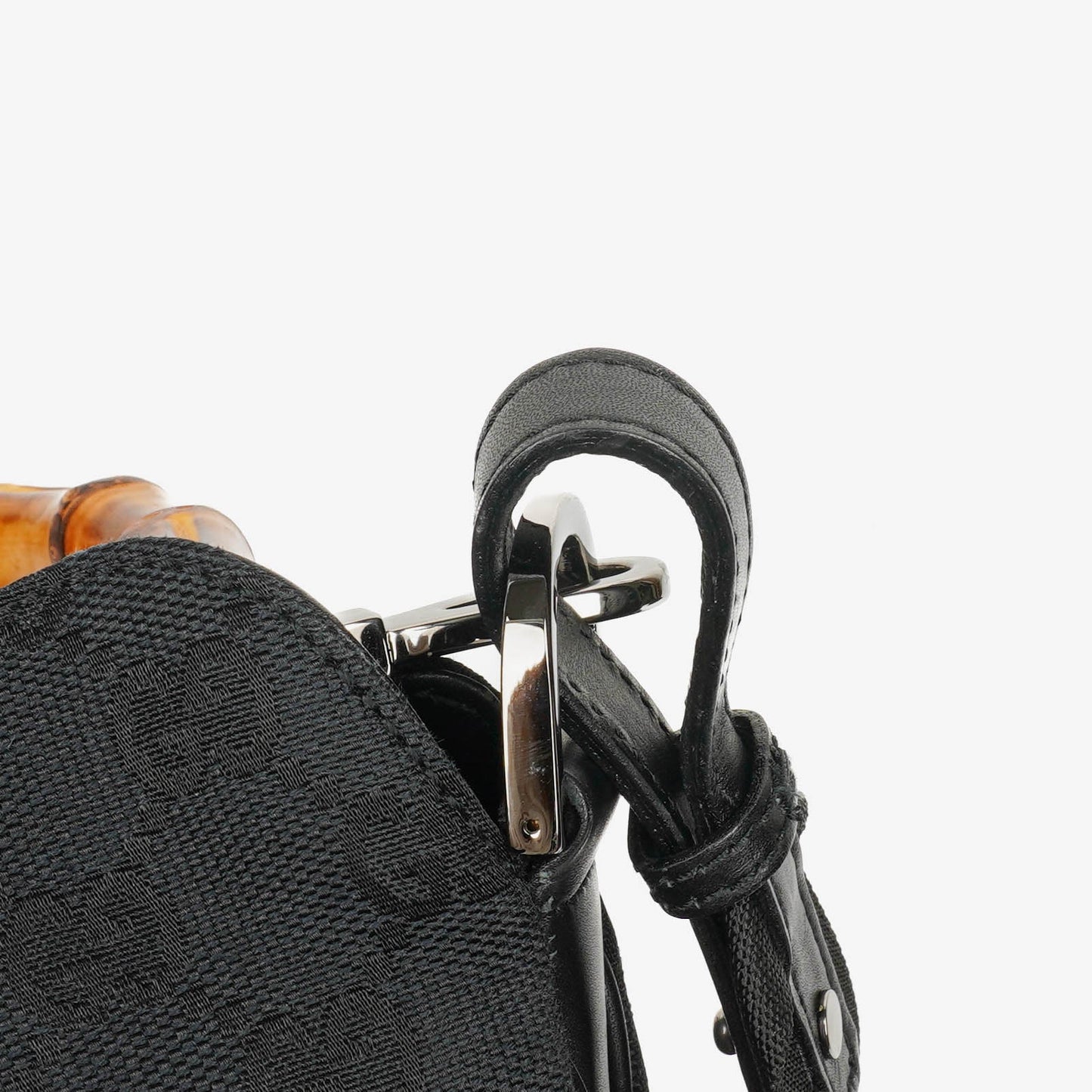 Gucci Bamboo Top Handle Dark Navy Monogram Canvas And Leather Hobo Bag