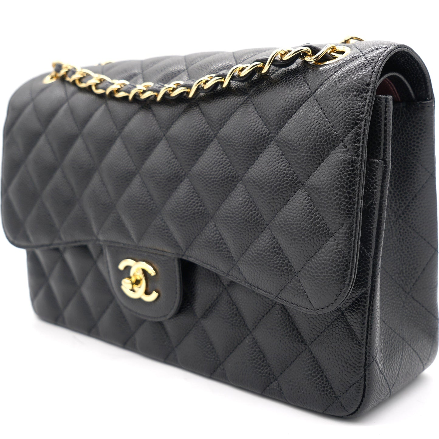 Chanel Black Quilted Caviar Jumbo Classic Double Flap Bag