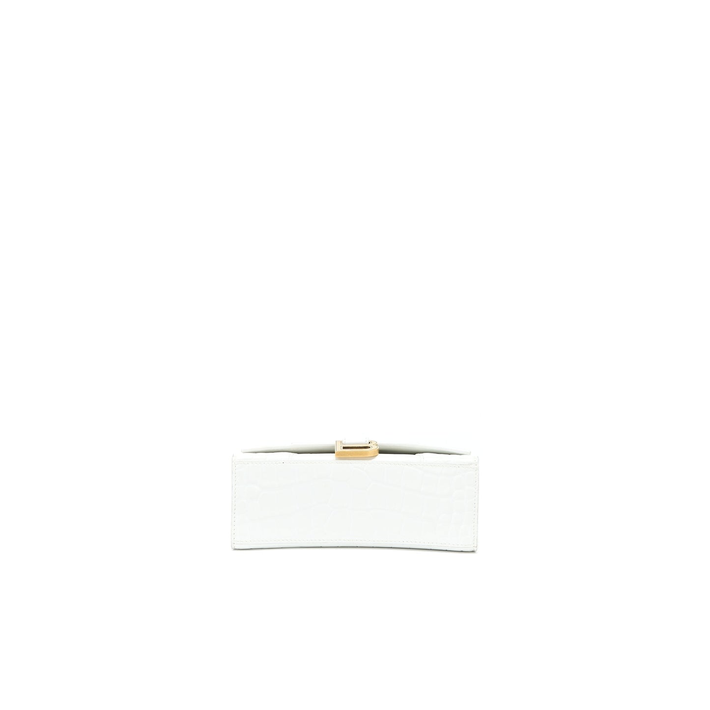 Balenciaga Hourglass Crocodile-Embossed Calfskin White