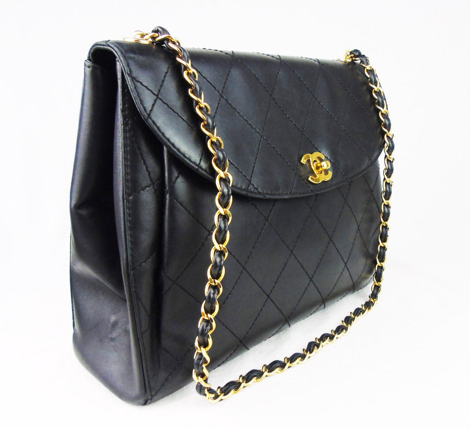 Chanel Black lambskin flap Bag 1997 Kelly
