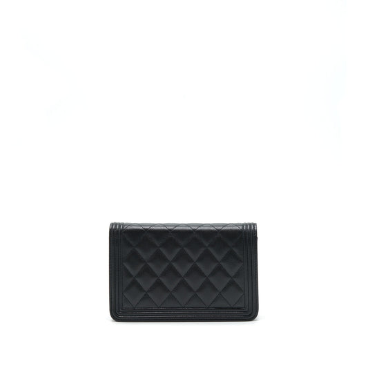 Chanel Boy Wallet On Chain Caviar Black Ruthenium Sliver Hardware Microchip