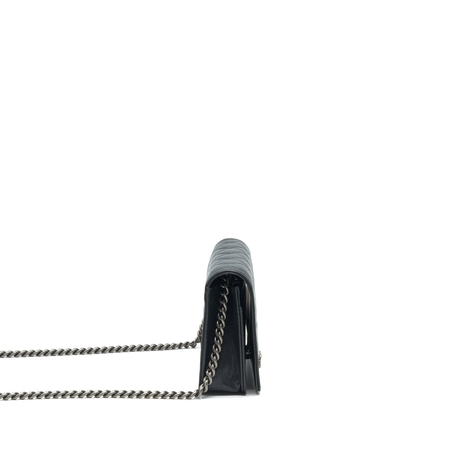 Chanel Boy Wallet On Chain Caviar Black Ruthenium Hardware Microchip
