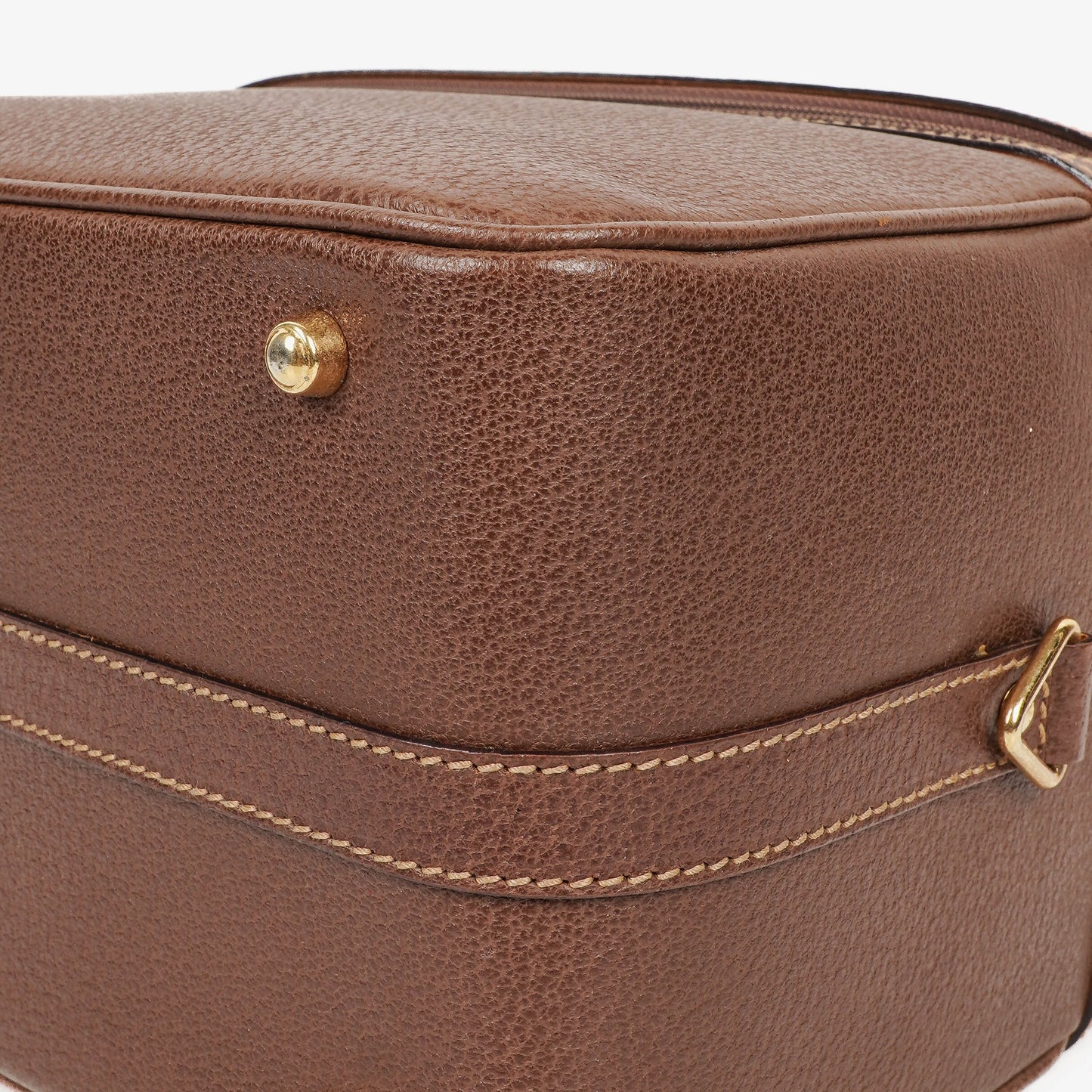 Gucci Vintage Bamboo Brown Leather Vanity Case Bag