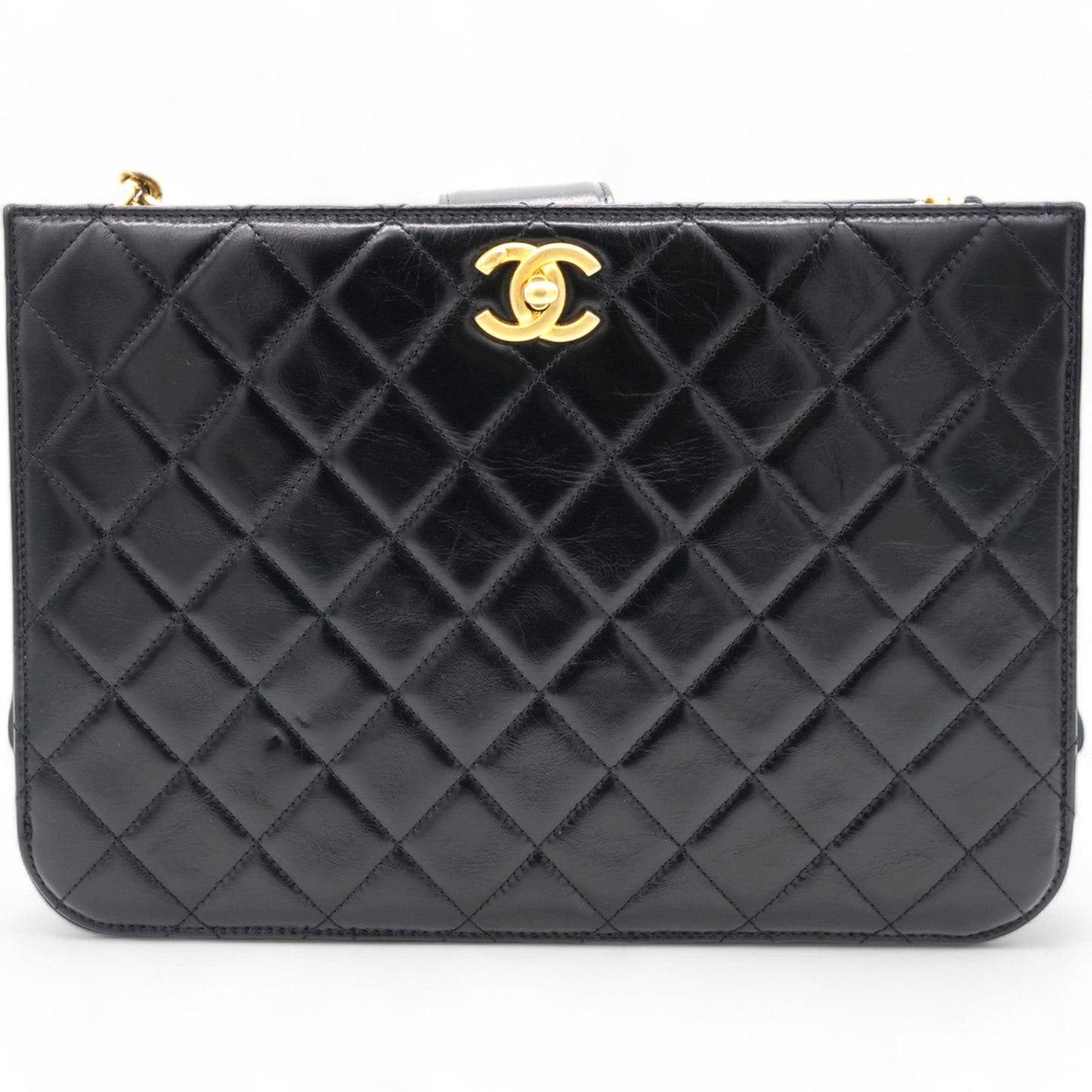 Chanel Black Leather Straight-Lined Shopper Tote
