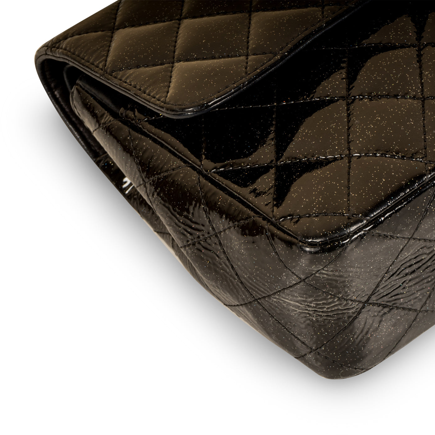 Chanel Classic Flap Bag - Medium - Patent Black Glitter