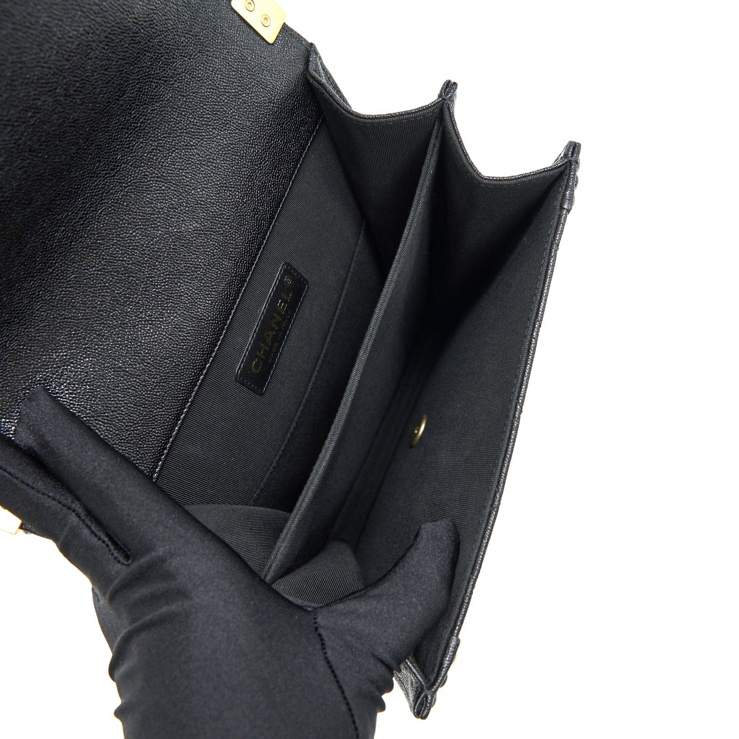 Chanel Vertical Boy Bag Carviar large Black