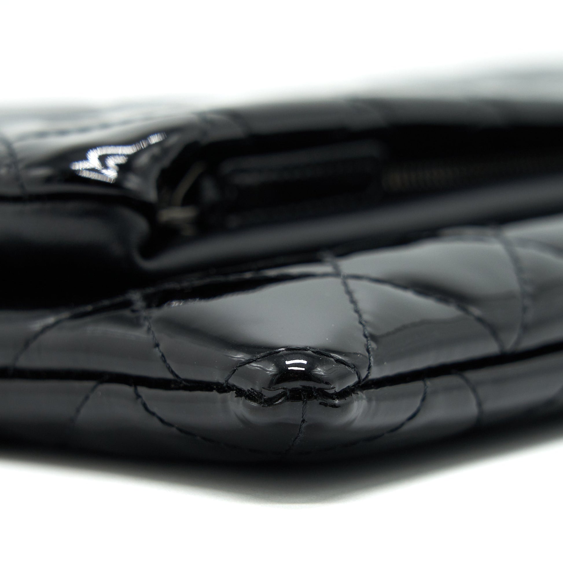 Chanel Fold Over Clutch Patent Leather Black