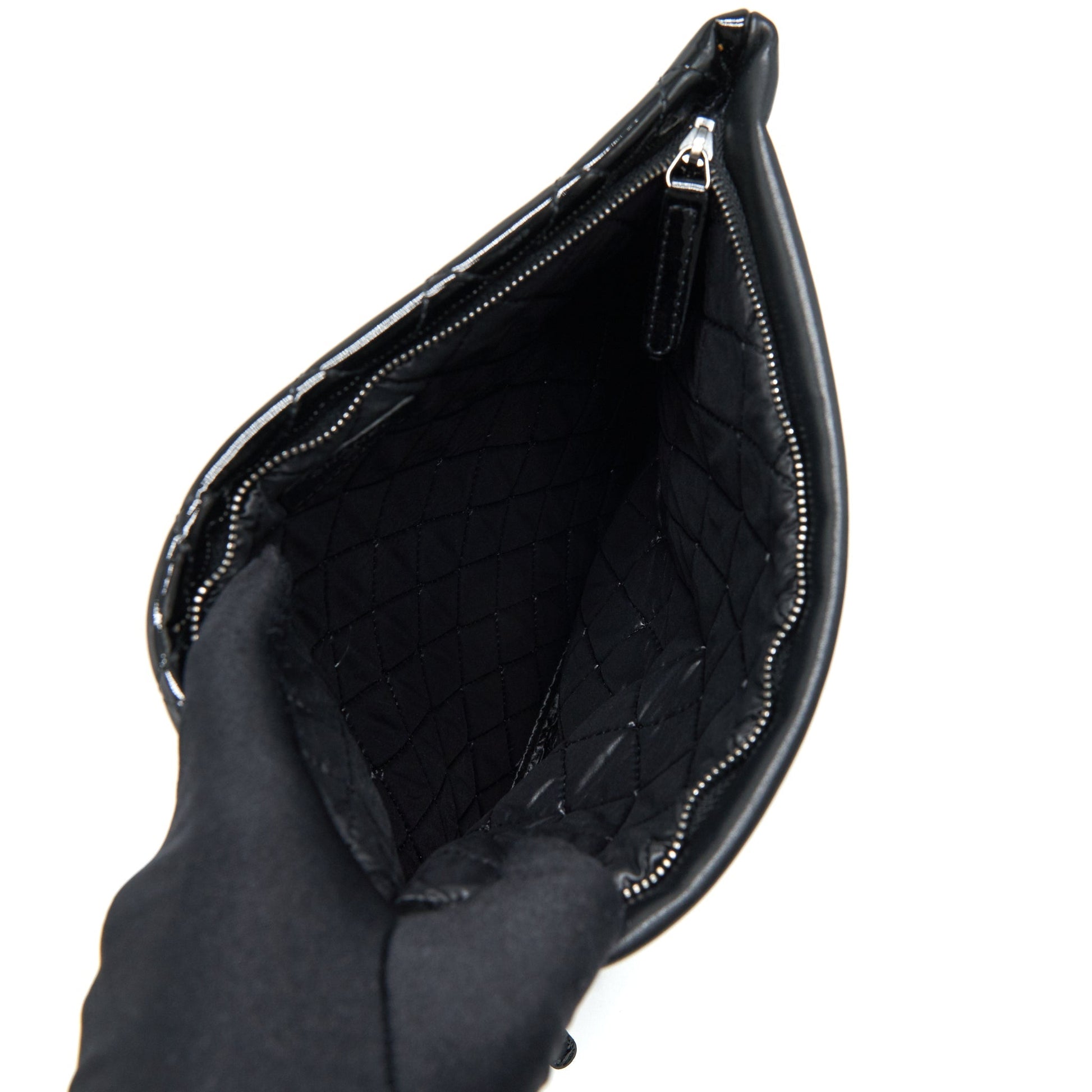 Chanel Fold Over Clutch Patent Leather Black