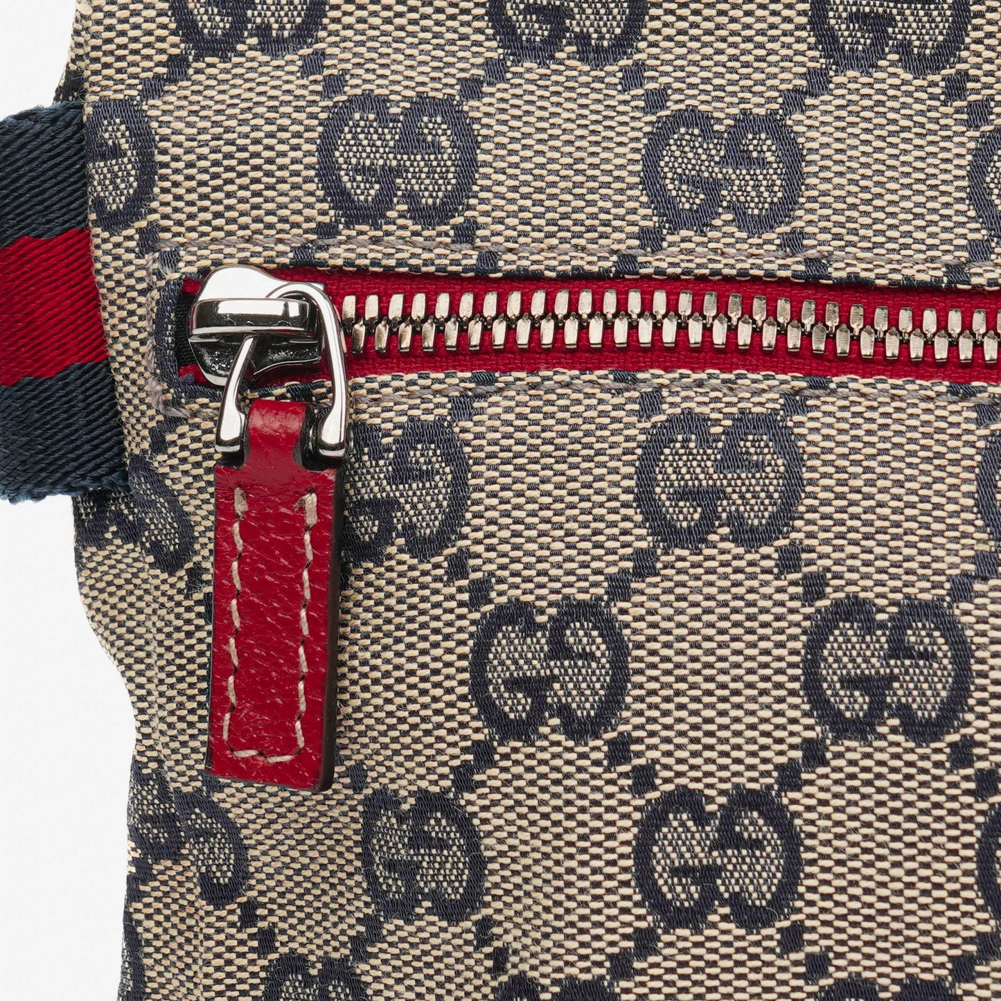 Gucci GG Multicolour Beige/Navy Monogram Canvas Belt Bag