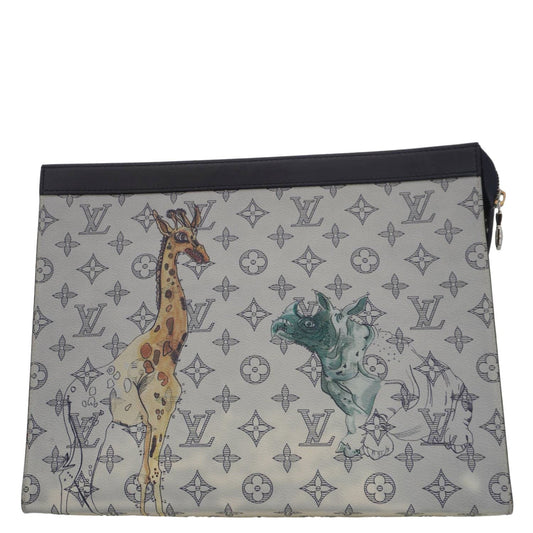 LOUIS VUITTON Savane Pochette Monogram Chapman Canvas Pouch Dune