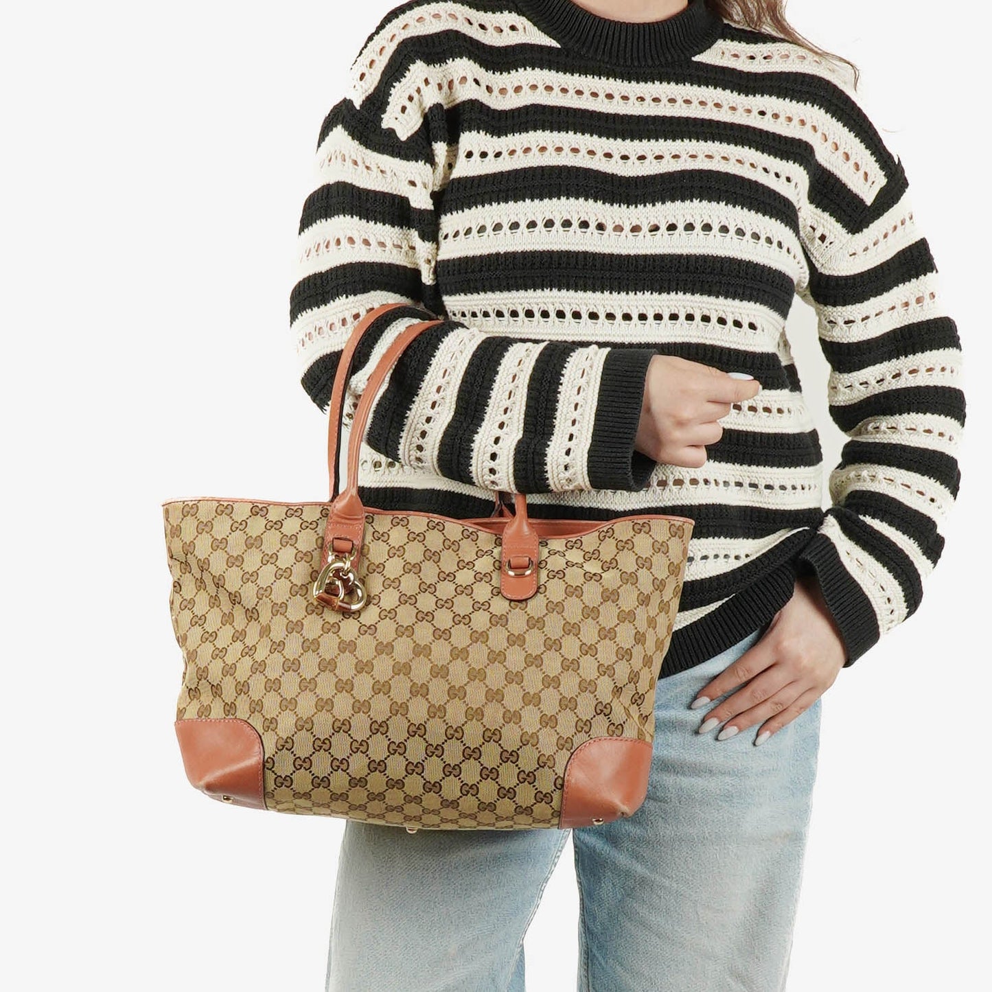 Gucci GG Canvas Heart Bit Tote Bag