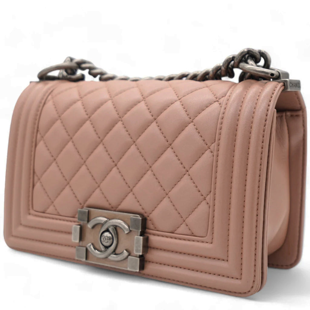 Chanel Blush Pink Quilted Leather Medium Boy Flap Bag