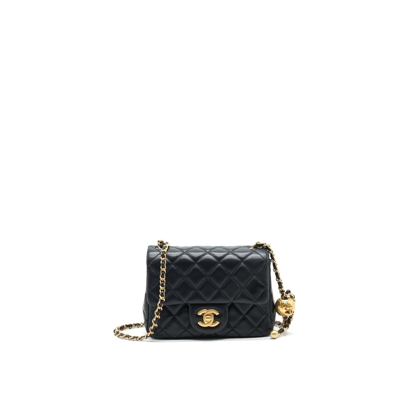 Chanel 21B pearl crush Square mini flap Bag black (new version with microchip)