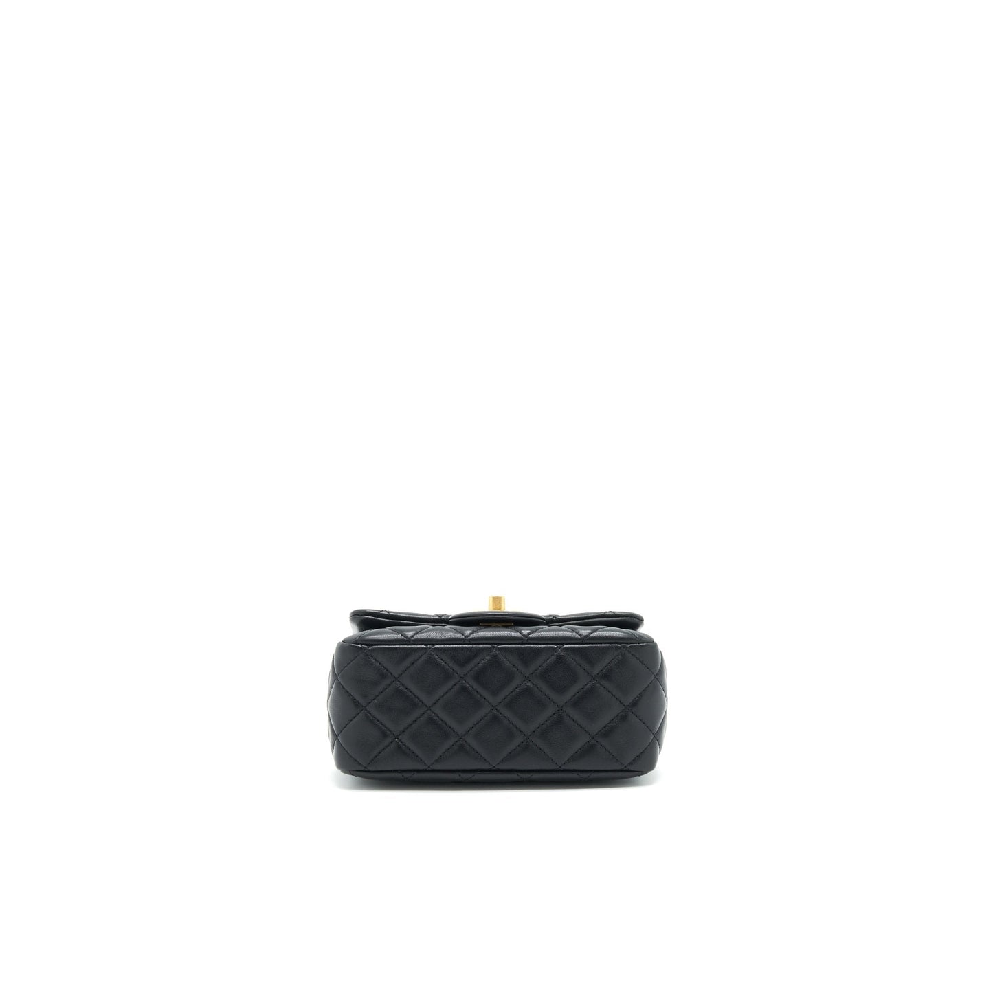 Chanel 22C Pearl Crush Mini Square Flap Bag Black Lambskin