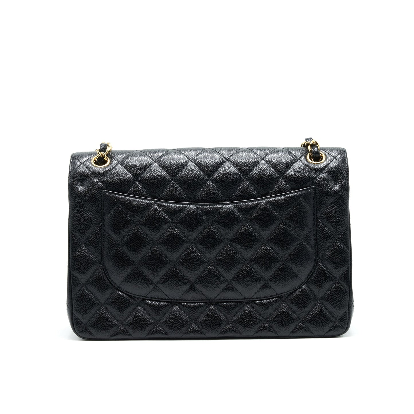 CHANEL CLASSIC JUMBO DOUBLE FLAP BAG BLACK CAVIER