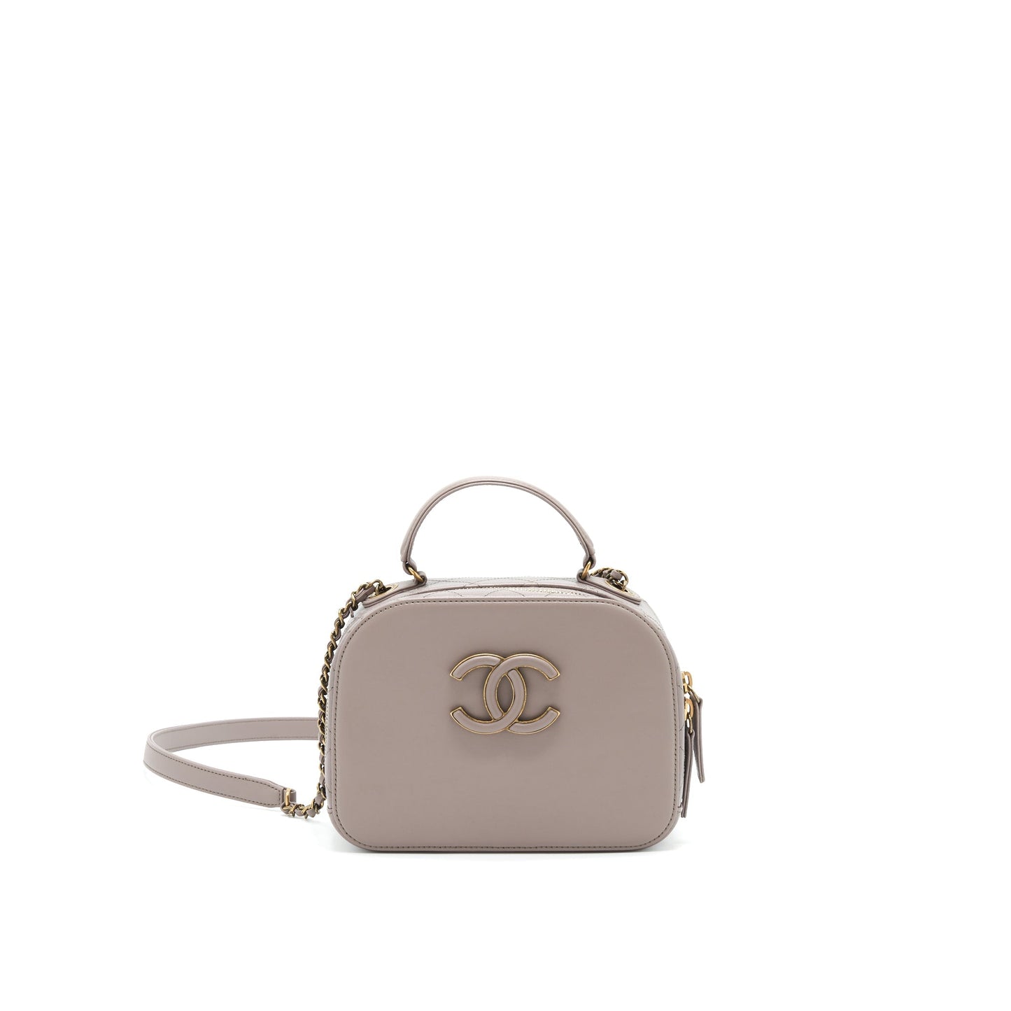 Chanel CC logo vanity with handle and Chain Grey with