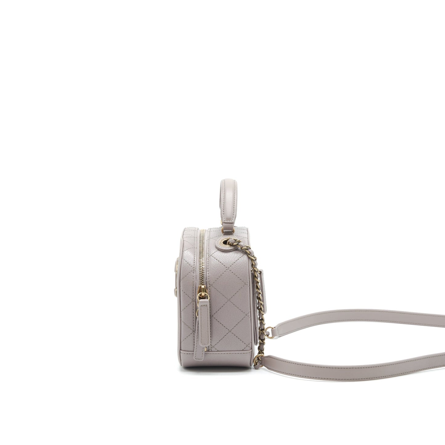 Chanel CC logo vanity with handle and Chain Grey with