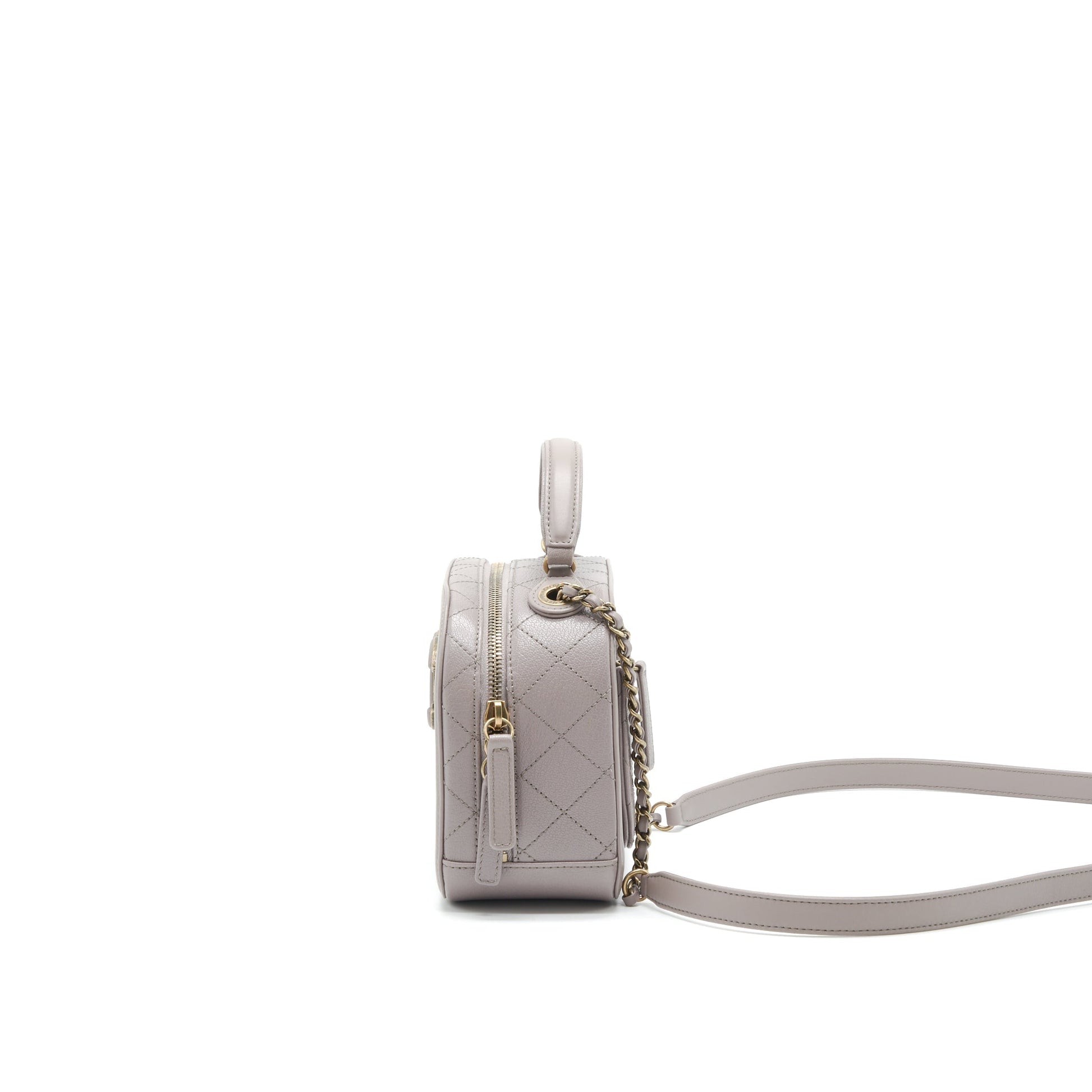 Chanel CC logo vanity with handle and Chain Grey with