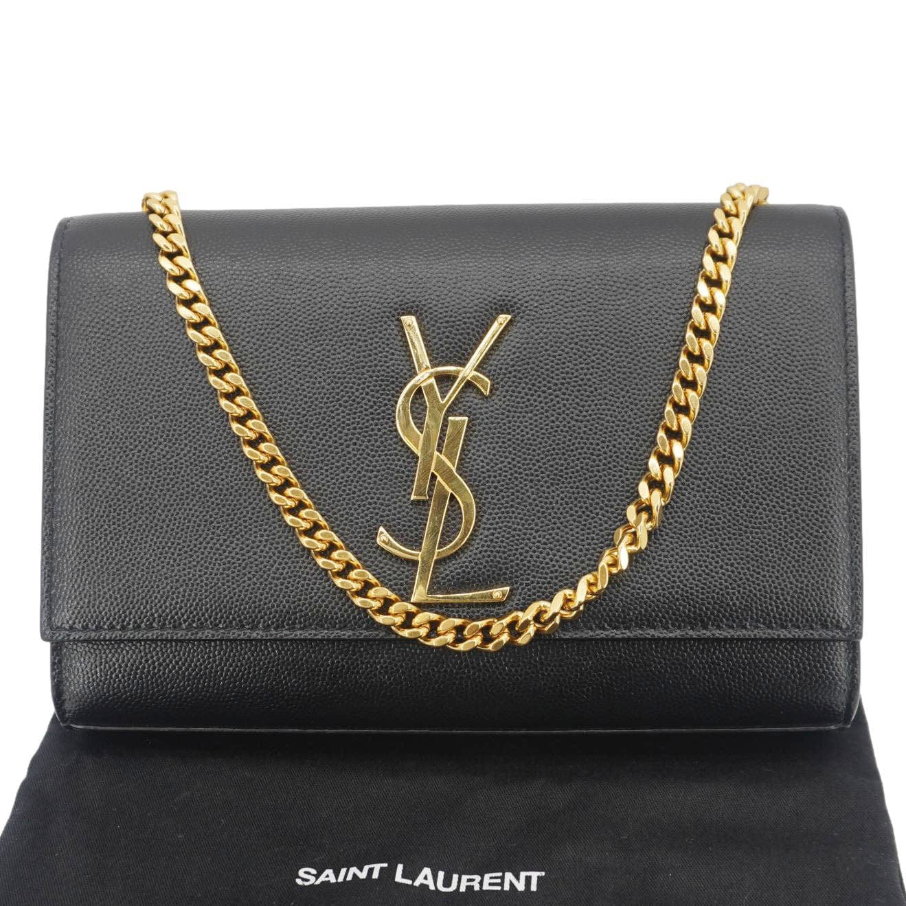 SAINT LAURENT Kate Medium Grain De Poudre Leather Crossbody Bag Black