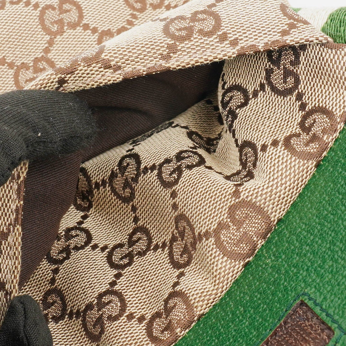 Gucci GG Multicolour Beige/Green Monogram Canvas Belt Bag