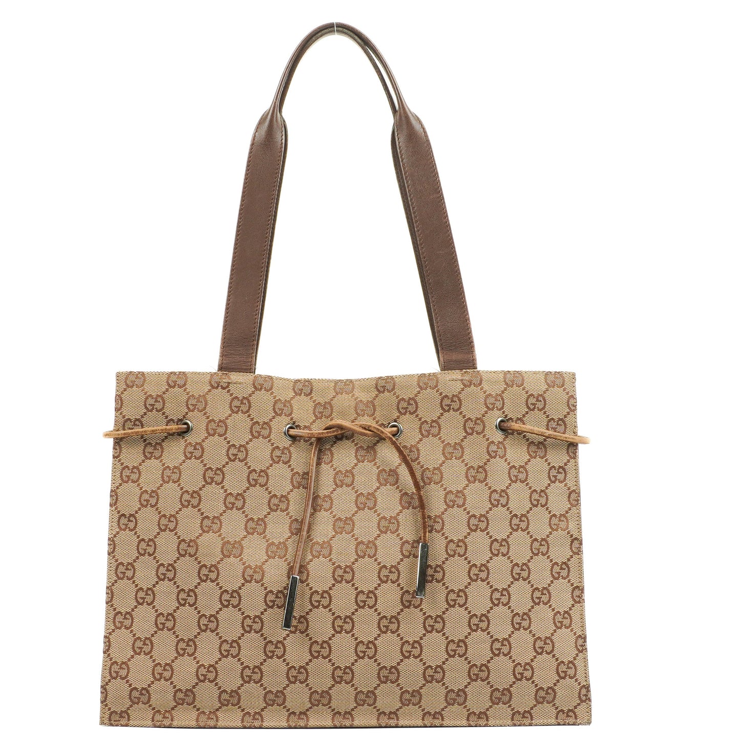 Gucci Brown Monogram Drawstring Bag