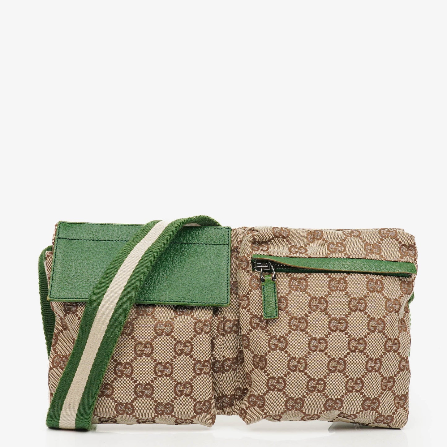 Gucci GG Multicolour Beige/Green Monogram Canvas Belt Bag