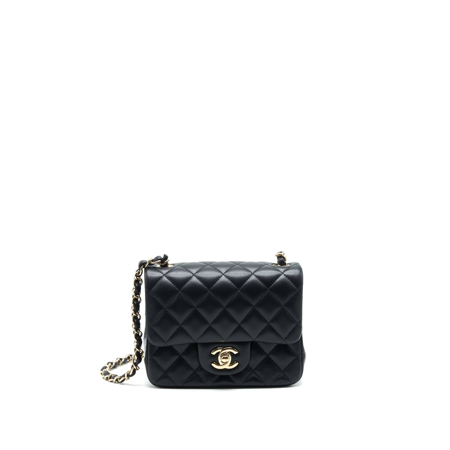 Chanel Mini Square Flap Bag Black Lambskin L