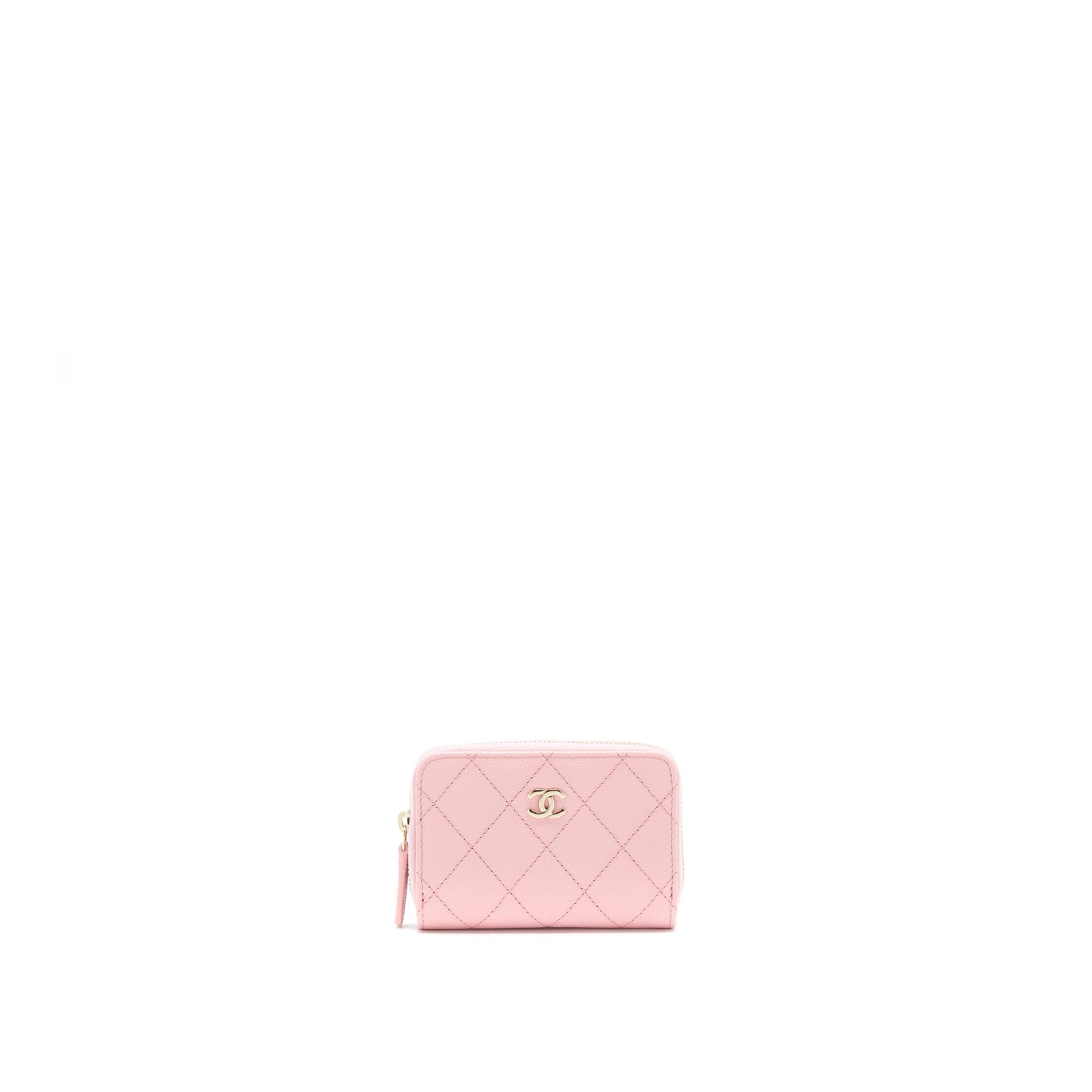 Chanel 22C Zip Cardholder Pink Caviar L
