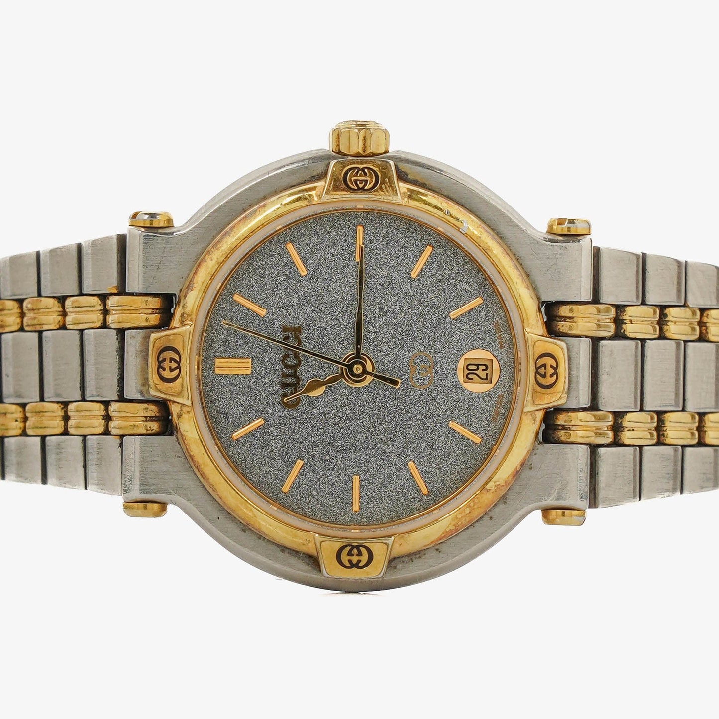 Gucci 9000 Round Stainless Steel Case With Gold-Tone Accents Watch