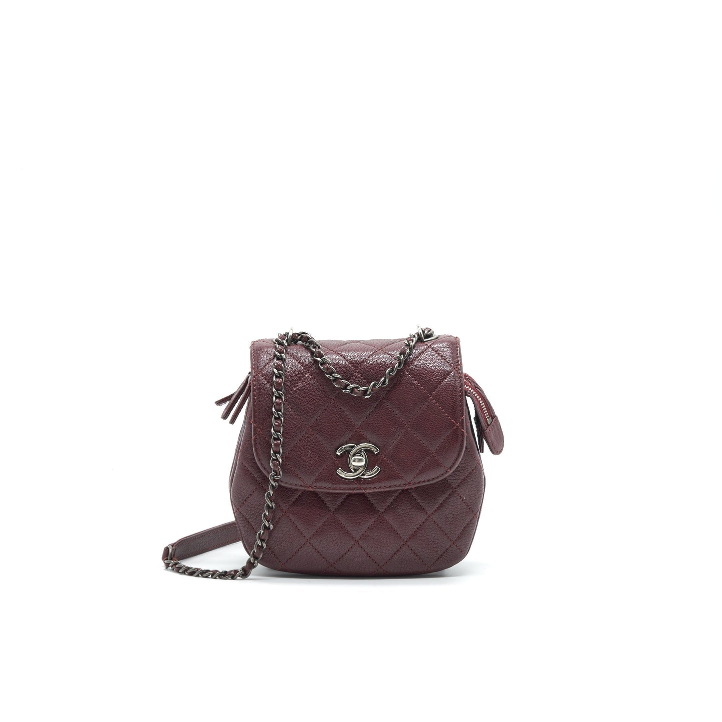 CHANEL Small Flap Bag With Chain Burgundy