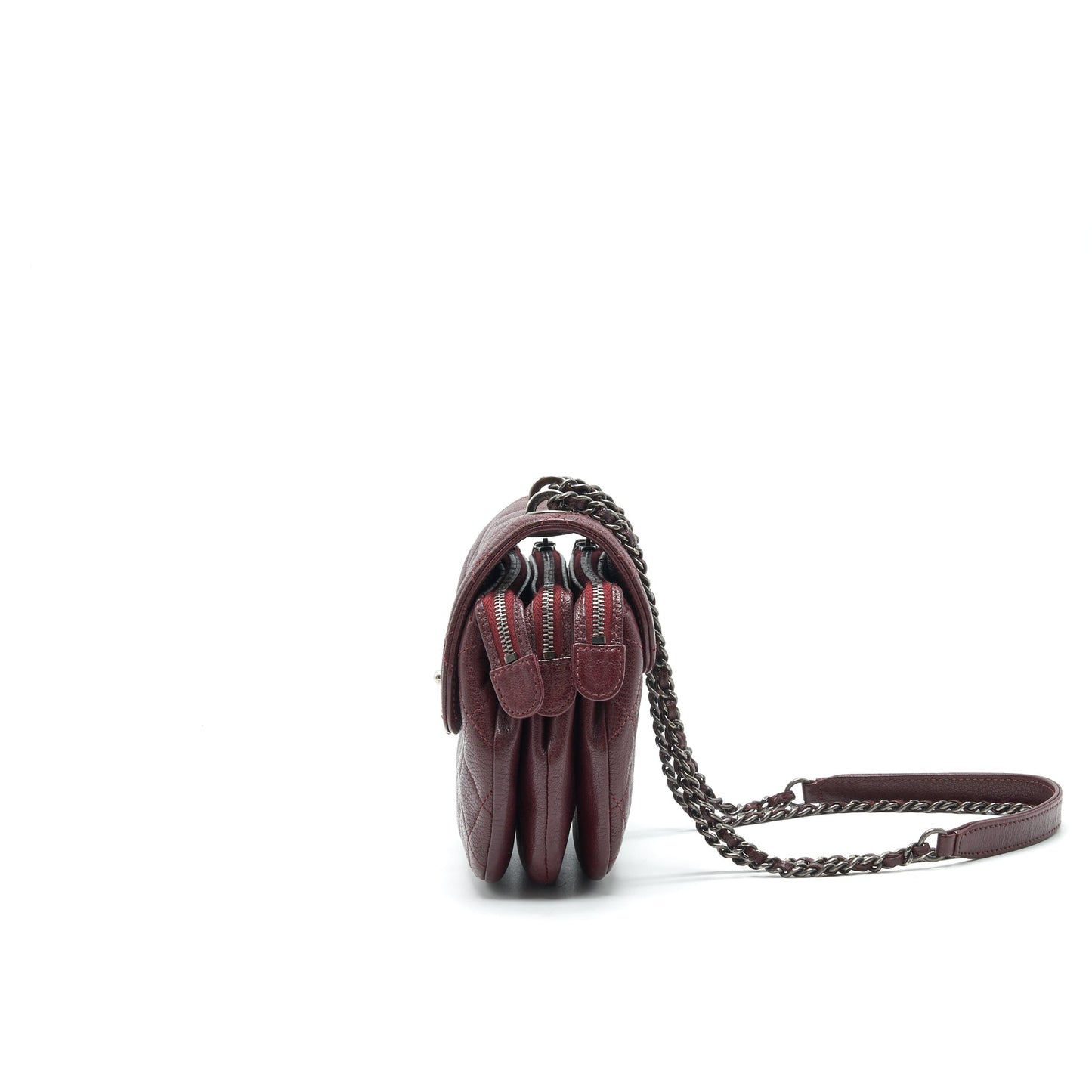 CHANEL Small Flap Bag With Chain Burgundy