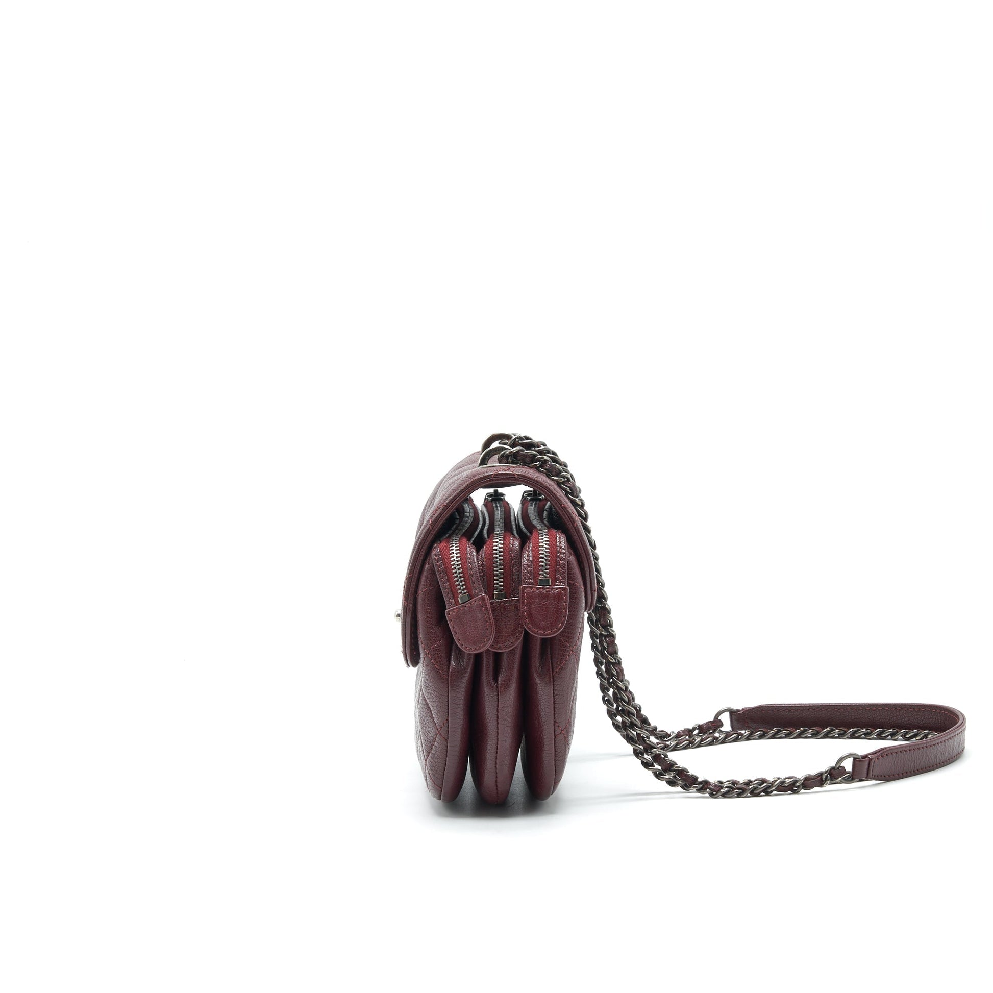 CHANEL Small Flap Bag With Chain Burgundy