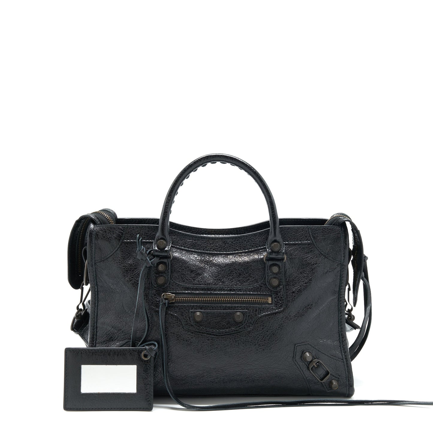 Balenciaga Small Classic City Crossbody Purse black with Logo print strap